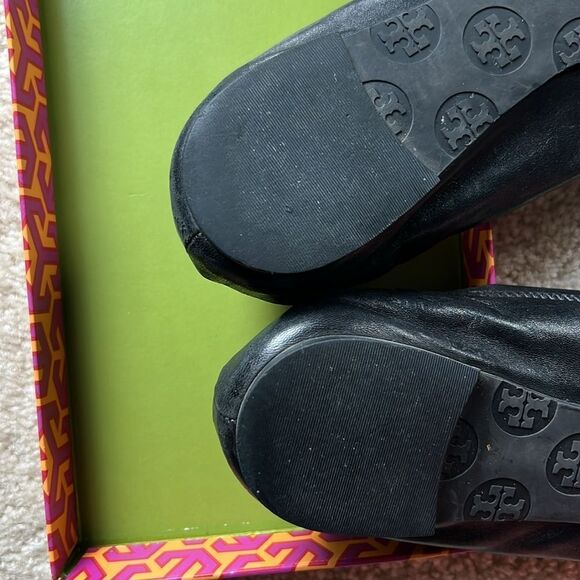 Tory Burch Classic Reva Ballet Flat Black Gold - Picture 14 of 15